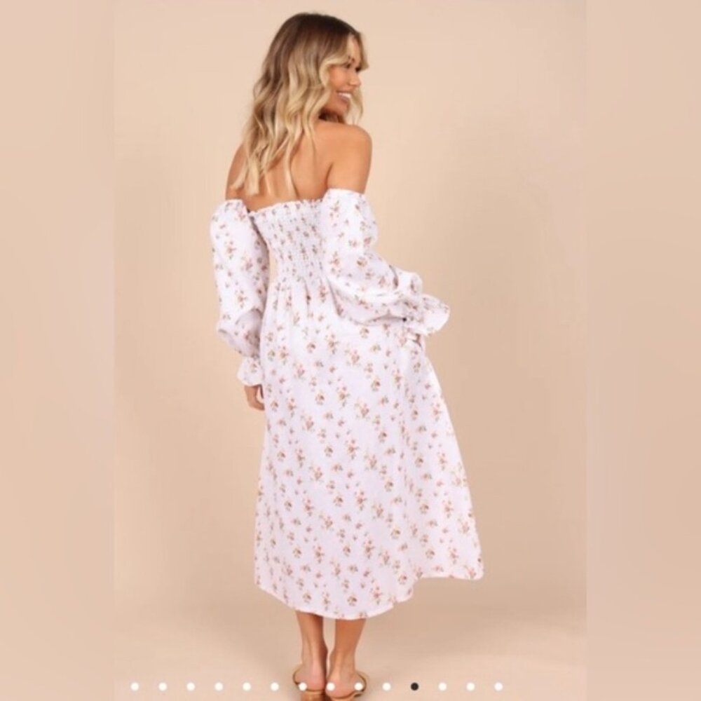 Petal & Pup Domenica Shirred Long Sleeve Midi Dress Ditsy Floral - Picture 2 of 8